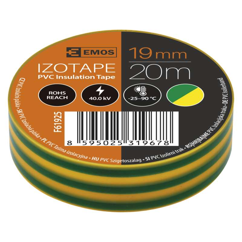 EMOS Szigetelőszalag 19mm/20méter zöld-sárga 10db / csomag - Image 4