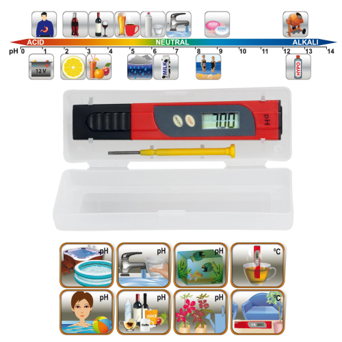 HOME pH teszter & hőmérő